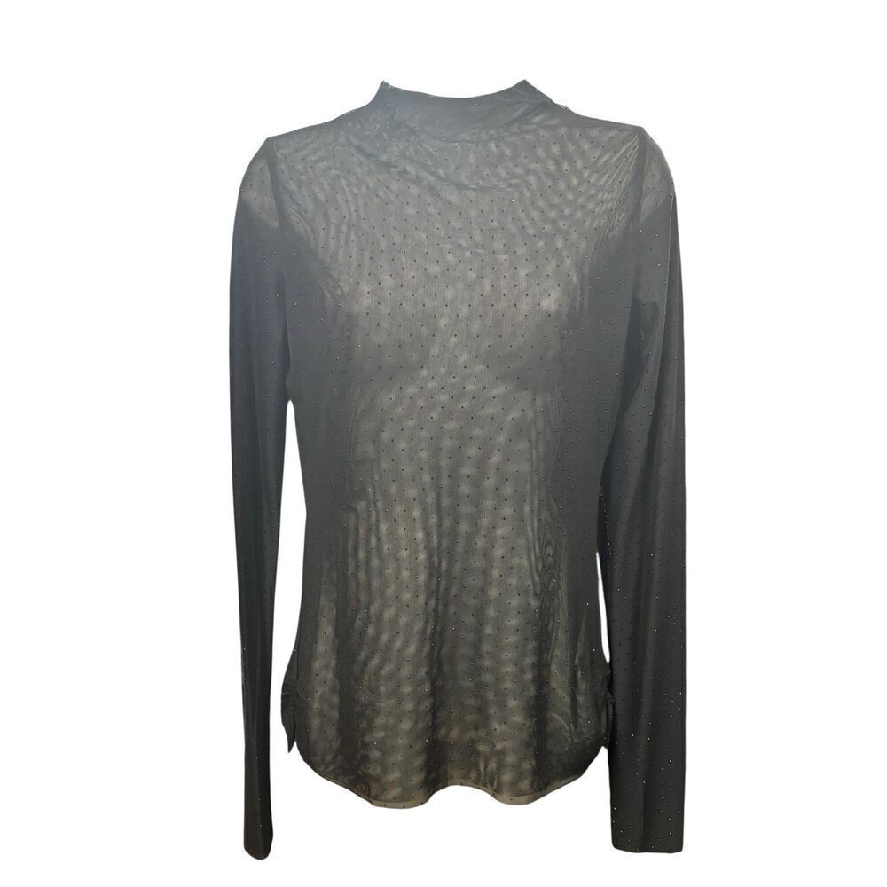 Le Superbe Sheer Embelished Top in Black NWT Size Large